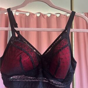 Elegant Black and Red Lace Bralette